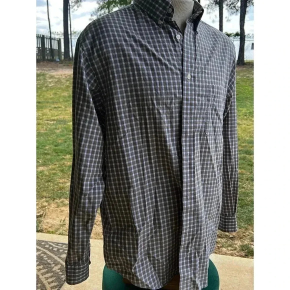 Router & yorke long sleeve button up large 100% cotton brown plaid - Picture 2 of 6